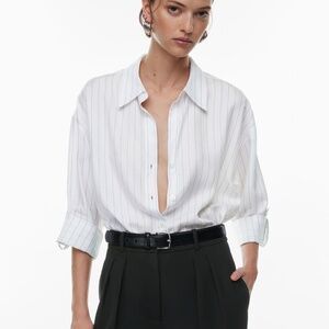 Babaton Archive Shirt Oversized drapey twill button-up shirt | Size 2XS